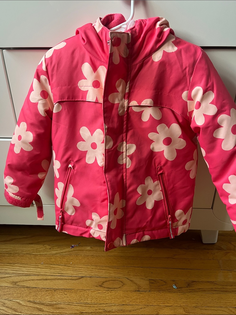 Cat & Jack Pink Floral Hooded Puffer Jacket